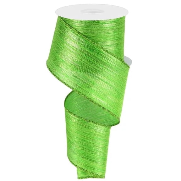 Metallic Lime Green Striped Wired Ribbon - 2 1/2" x 10 Yards, St.Patrick's Day, St.Paddy's, Mardi Gras, Easter, Spring, Gifts, Wrapping, Wreath, Bows, Presents, Decorations, Garland