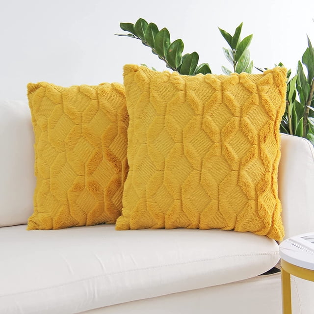 Dinheiro JOJUSIS Fundas de Almohada Decorativas de Terciopelo de Lana Corta de Felpa Fundas de cojín de Estilo Lujo Fundas de Almohada de Piel sintética para sofá Dormitorio Paquete de 2 18 x 18