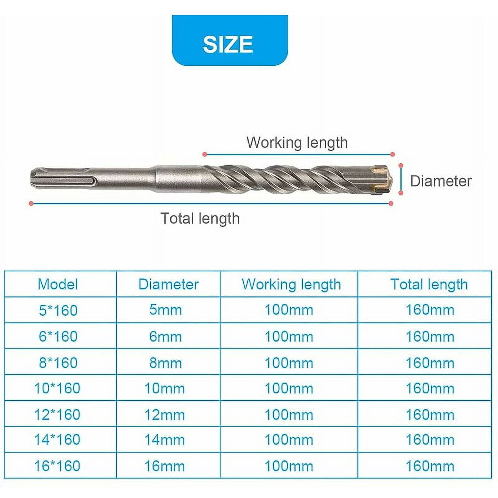 9 PCS SDS Plus Concrete Drill Bits Four-edge drill bits for concrete drilling-