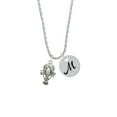 thumbnail image 2 of Delight Jewelry Silvertone Antiqued Lobster Silvertone Script Initial Disc - M - Charm Necklace, 20"+3", 2 of 4