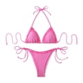 thumbnail image 6 of vigerkar Women Ruffle Trim Triangle Bikini Sets Halter String 2 Piece Swimsuits High Cut Bathing Suits (Hot Pink, L), 6 of 9