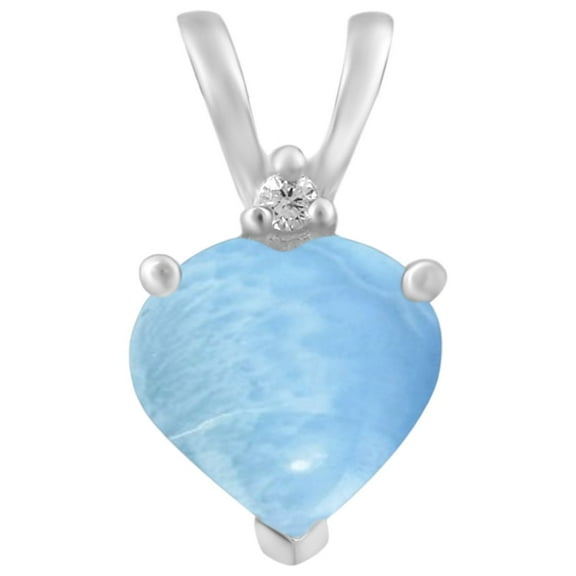 7MM Heart Shape 925 Sterling Silver Larimar Solitaire Valentines Day Gifts Pendant