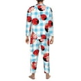 thumbnail image 5 of Kll Flowers And Lady Bugs Sleepwear Mens Flannel Pajamas,Long Cotton Pj Set, 5 of 9