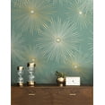 thumbnail image 5 of Seabrook Designs  Starburst Geo Prepasted Wallpaper 20.5 in. W x 33 ft. L - Teal & Gold, 5 of 6