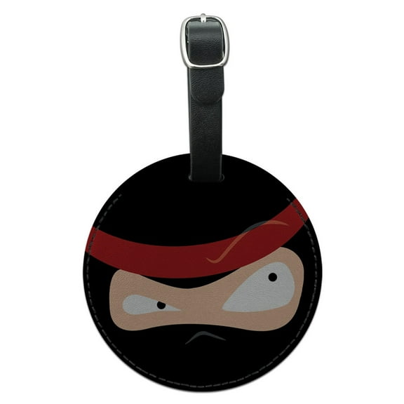 Graphics and More Ninja Face Head Round Leather Luggage ID Bag Tag