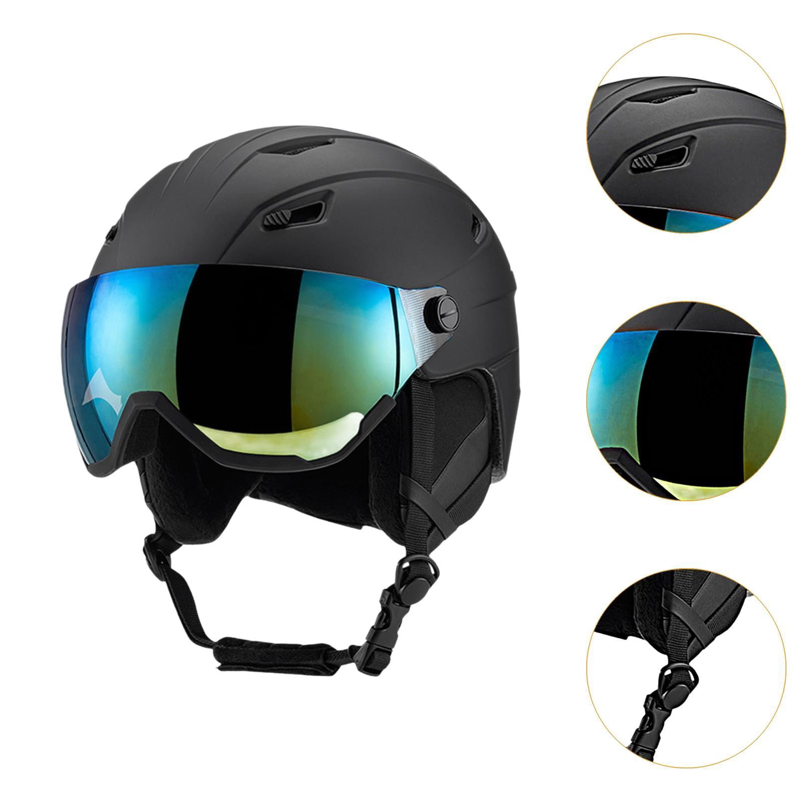 figatia Skiing Helmet Warm Protectived Glasses with Jaw Pad Snow Ski Helmet for Cold Black 51 to 54cm