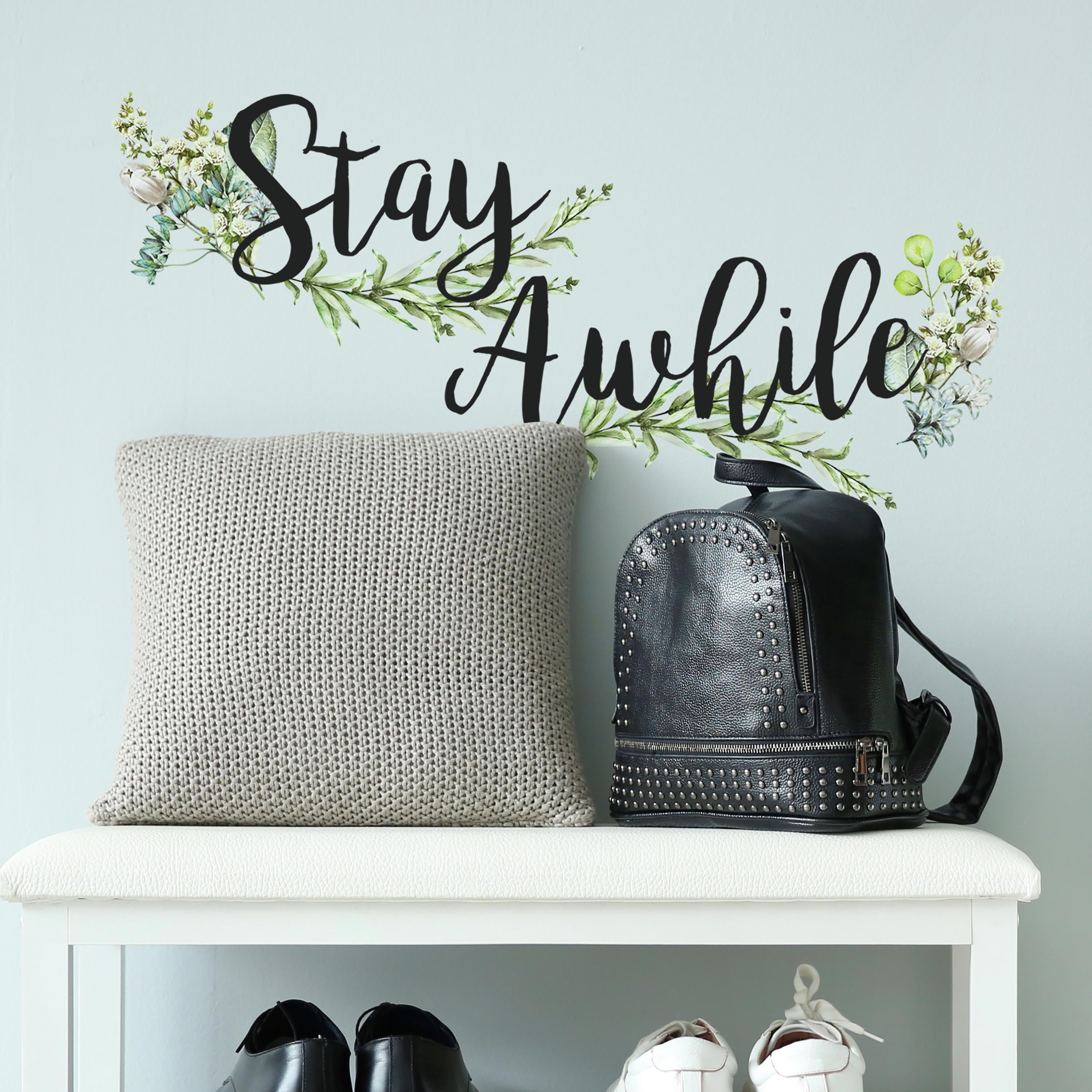 RoomMates Stay Awhile Quote Peel and Stick Wall Decals