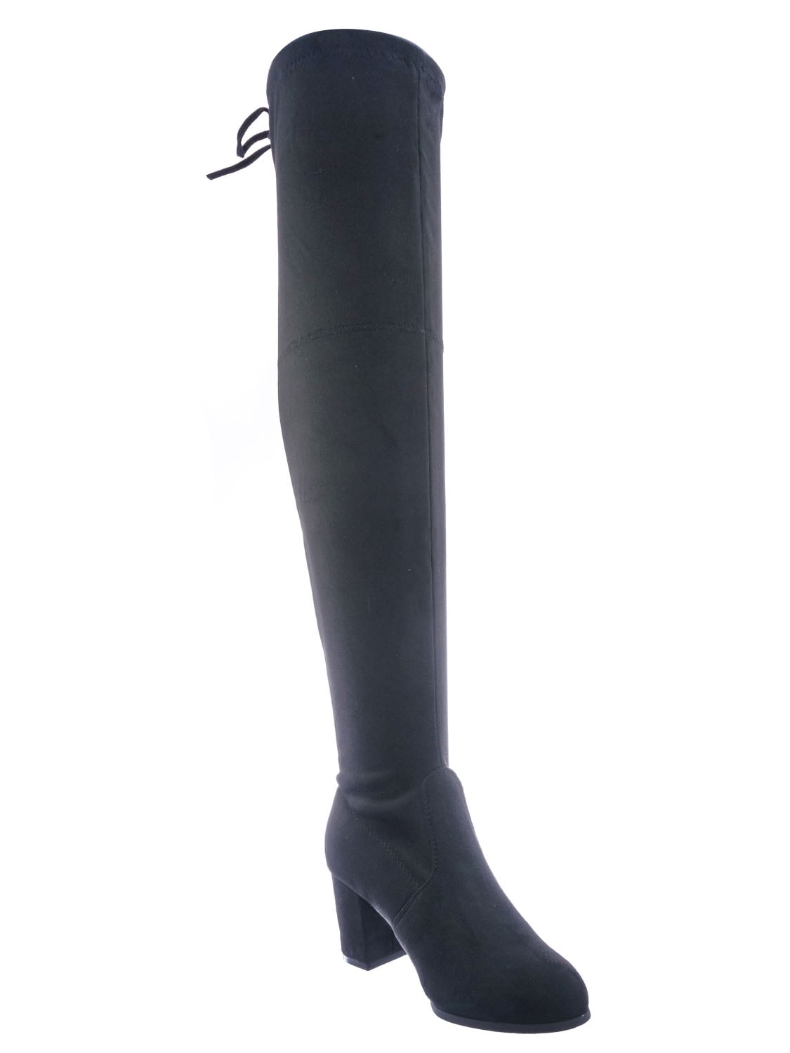 Women Lace Up Mid High Heel Riding Long Boots Ladies Suede Tall OTK Shoes Winter 