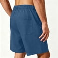 thumbnail image 6 of Cotton Linen Mens Shorts Breathable Button Elastic Waist Business Casual Golf Short Pants Dad Gifts, 6 of 8