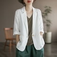 thumbnail image 2 of Baberdicy Women's Linen Blazer Jacket Lightweight Linen Suit Jacket for Women - Casual Long Sleeve Open Front Blazer - Spring Summer Office Coat (S-XXL) (White | XL), 2 of 8