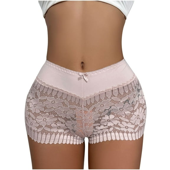 Elainilye Fashion Womens Boxers Sexy Seamless Underwear Boxer Shorts Breathable Lace Strapcross Underwear,Pink