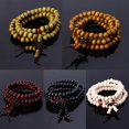 thumbnail image 3 of Pulseras de cuentas de sándalo Natural de 8mm, 108 cuentas de madera, joyería de oración de Buda, 3 of 5