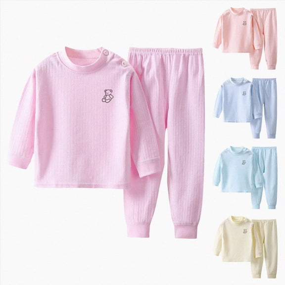 CAUYDY Sizes 6-12 Months Unisex Baby Sleepwear Newborn Girls Outfits Preemie Boys Pajamas Long Sleeved Tee Shirt Pants 2Pcs Set Infant Clothes Winter,Yellow