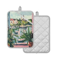 Yayeee Pot Holders Kitchen Heat Resistant with Pocket 7"x9.8" Cotton Oven Cooking Hot Pads, Window Plants