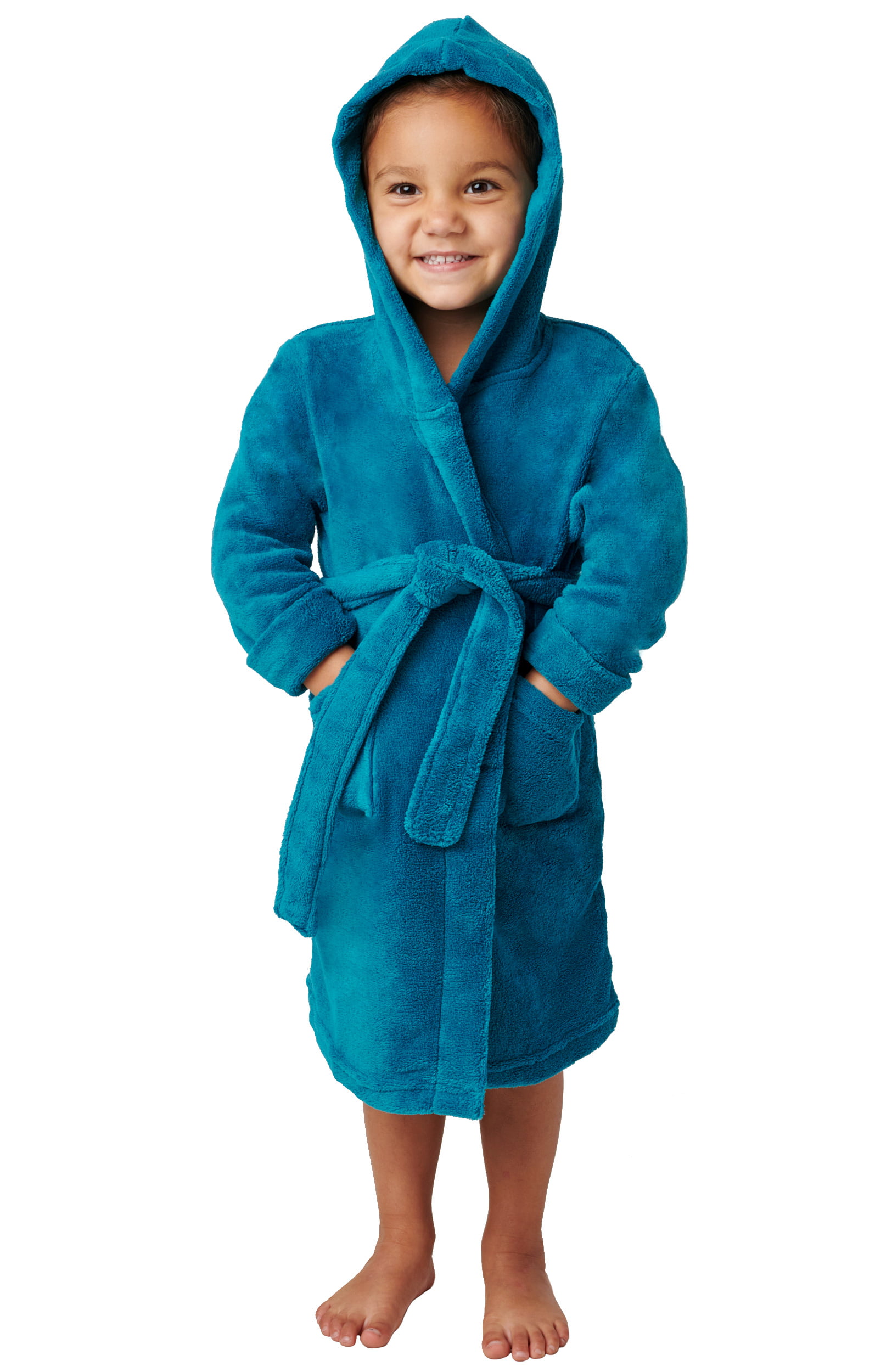 Alexander Del Rossa Kids Soft Fleece Robe with Hood Boys and Girls Bathrobe