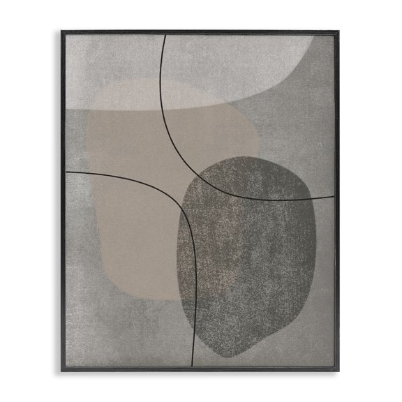 Stupell Industries Contemporary Grey Pebble Like Shapes with Abstract Pattern Black Framed Giclee Art, 11 x 14, by JJ Design House LLC