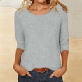thumbnail image 2 of HXWCHs Women's Casual Loose Fit Round Neck Sparkling Sequins Short Sleeve Bling T Shirt ofp XXL Grey, 2 of 4