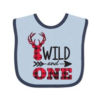 Inktastic Plaid Deer Wild and 1 with Arrow Boys or Girls Baby Bib