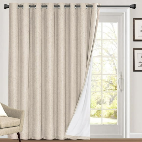 Cortinas opacas PrincDeco 100% lino de 100 cm de ancho x 213 cm de largo, color natural