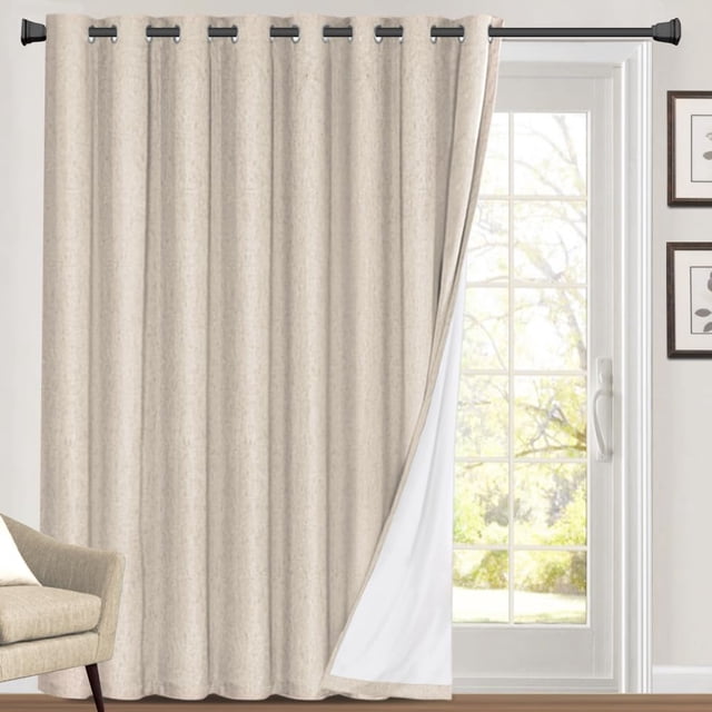 Cortinas opacas PrincDeco 100% lino de 100 cm de ancho x 213 cm de largo, color natural