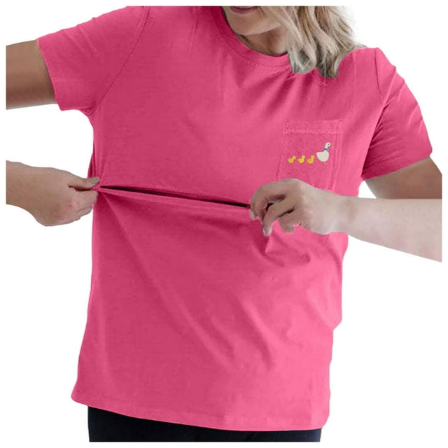 Icvfdpl T-Shirts de Maternité pour Femmes Confort T-Shirts d'Allaitement pour Maman Fermeture Éclair Hauts d'Allaitement Vêtements de Grossesse Usés avec Poche Respirant L