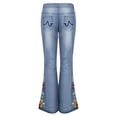 thumbnail image 2 of Aayomet Womens Jeans Floral Embroidered Bootcut Denim Bell Jeans (B, L), 2 of 5