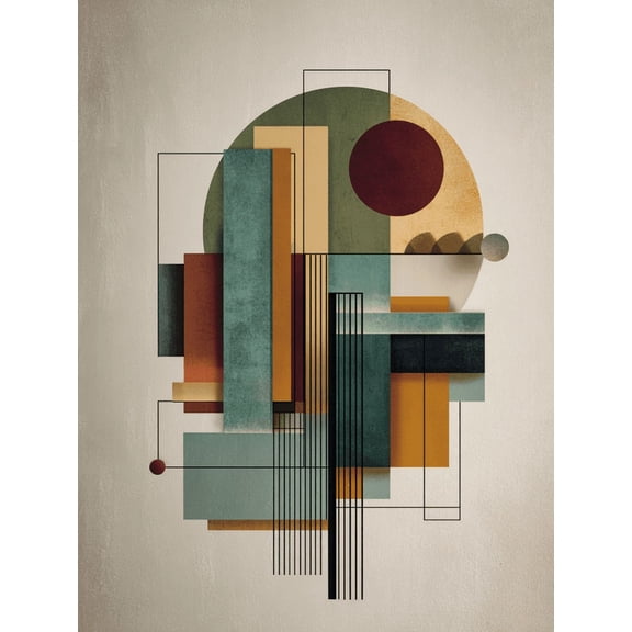 UXIEQU Abstract Geometric Shapes Canvas Wall Art Print 15.75x11.81 Inches