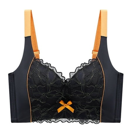 Gnurob Clearance Deals Women s Lace Minimizer Bra Plus Size Wirefree Wireless Bralettes Hide Back Fat Bralette No Underwire Underwear Thin Bras 01-Black 36/80C