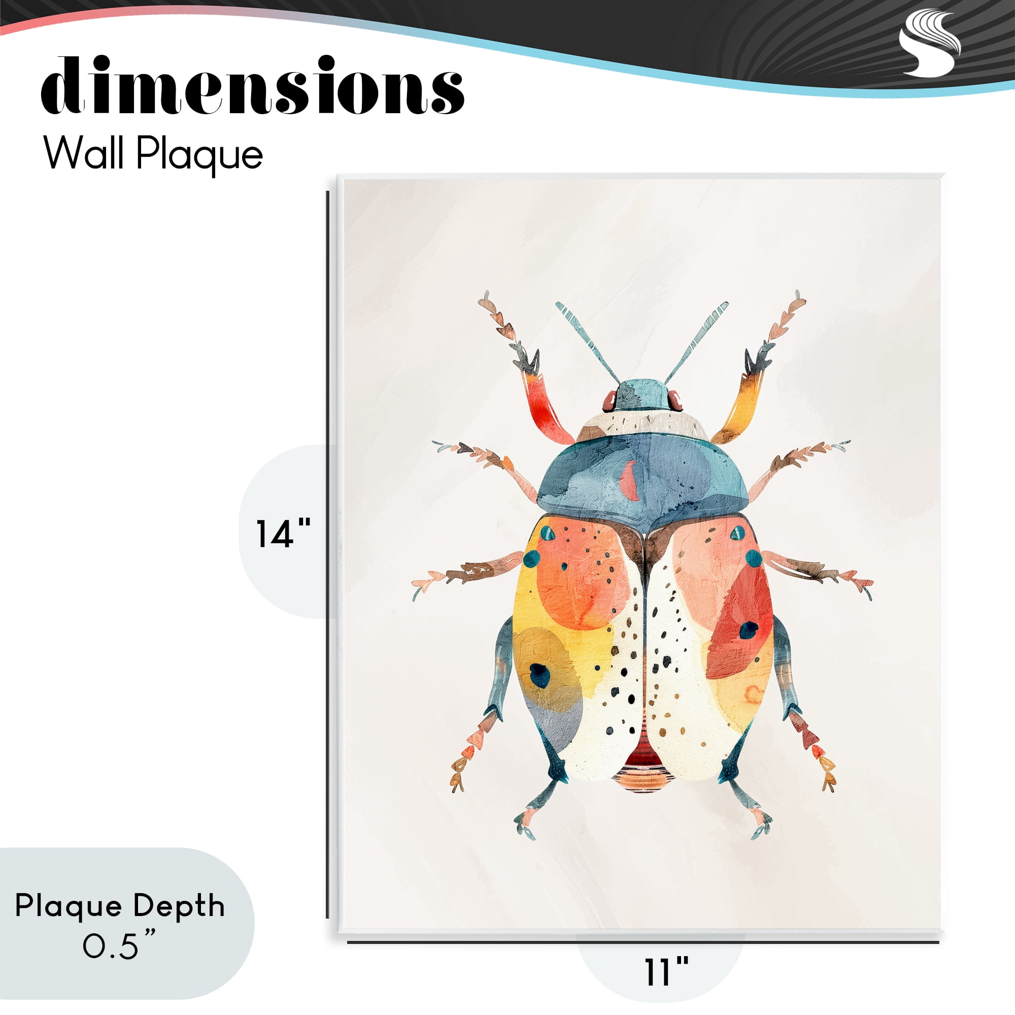 Stupell Industries Boho Colorful Beetle Wall Plaque Art, design by Kim Allen