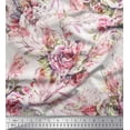 thumbnail image 1 of Soimoi Japan Crepe Satin Fabric Leaves & Rose Flower Print Fabric by The Yard 42 Inch Wide, 1 of 1