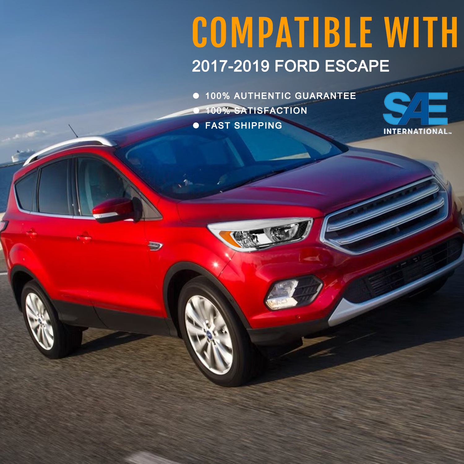 For 2017-2019 Ford Escape Halogen (w/o LED) Headlight Lamp RH Passenger Side