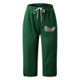 thumbnail image 4 of Independence Day Capri Pants for Women Summer Casual Elastic Waist Split Hem Straight Leg Cropped Sweatpants with Pockets, 4 of 4