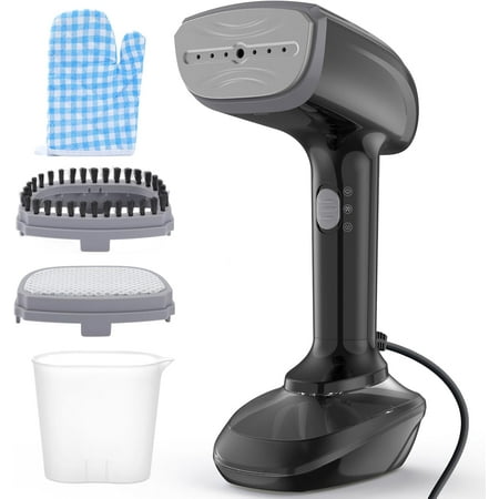 Vislone Steamer for Clothes, 1800W Portable Handheld Garment Steamer, 10.14 oz Water Tank, Black