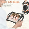 thumbnail image 5 of Dteck iPad 9.7 2018/2017 Case with 360 Rotatable Hand Strap/Shoulder Strap, Cute Cat Rugged Shockproof Kickstand Case with Handle Grip for iPad 6th Gen/iPad 5th Gen/iPad Air 2/iPad Air,Black Orange, 5 of 11