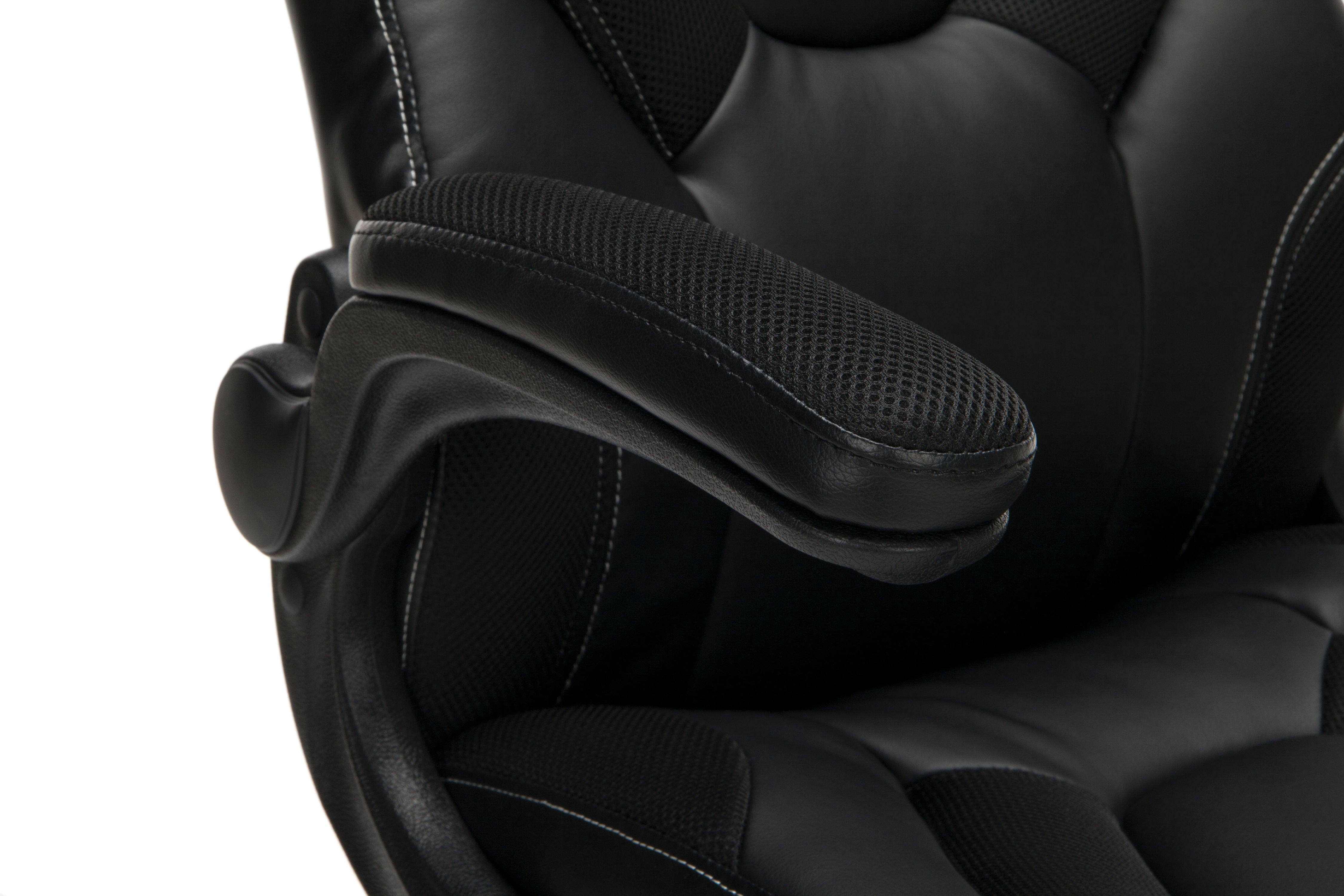 OFM Essentials Collection Racing Style Bonded Leather Gaming Chair, in Black (ESS-3085-BLK)