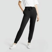 Hue Studio Women's Super Soft Tapered Joggers with Pockets - (Black, Medium)