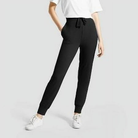 Hue Studio Women's Super Soft Tapered Joggers with Pockets - (Black, Medium)