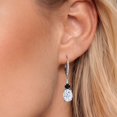 thumbnail image 3 of Gem Stone King 4.67 Cttw White Moissanite Black Onyx and  Lab Grown Diamond Dangle Earrings for Women | 925 Sterling Silver | Oval 9X7MM and Round 4MM, 3 of 6