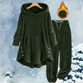 thumbnail image 2 of Women's 2 Piece Fuzzy Fleece Pajama Set Long Sleeve Tunic Hoodie Fluffy Pajama Pants Matching Lounge Sets 2024 Fall Trendy, 2 of 4