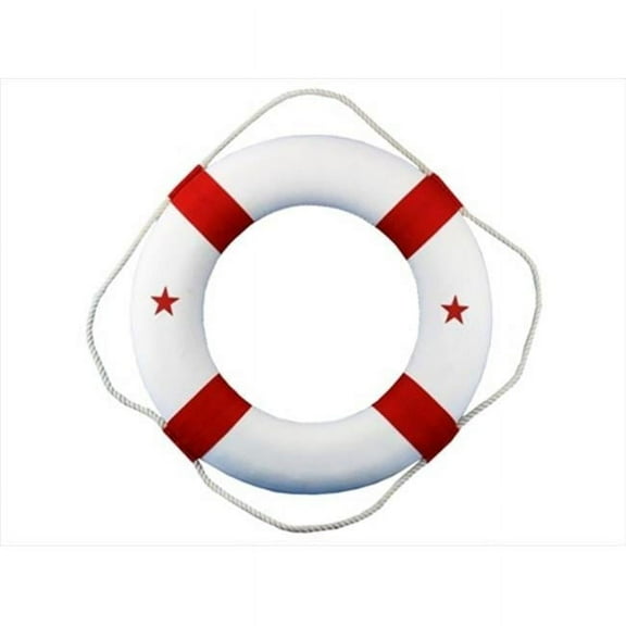 Handcrafted Model Ships New Red Lifering 20 Classic White Decorative Lifering With Red Bands 20 in. Life Rings