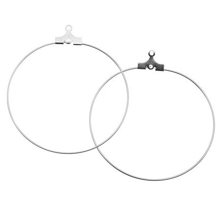 - Silver Plated Beading Hoop Earring Findings With Loop - 40mm Diameter (12)