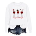 thumbnail image 1 of VBARHMQRT Chandail Brun à Col Rond pour Femmes Automne/hiver Mode Chandail Imprimé Verre de Noël Col Rond, 1 of 3