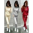 thumbnail image 4 of Women Sweatsuits Outfits Activewear 2Pcs Tracksuit Set Pocket Hoodies Sweatshirt Pullover + Sweatpants Pant Set Lady Athleisure Sportwear Suit, 4 of 6