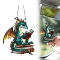 thumbnail image 2 of Acrylic Book Dragon Sculpture for Home Office Decor Library Desk Wisdom Luck Talisman Inspirational Dragon Pendant Ornament for Bookshelf Display, 2 of 9