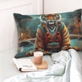 thumbnail image 4 of Goofa Pond Meditating Tiger Print Plush Throw Pillow Case, Soft Velvet with Hidden Zipper, Decorative Cushion Cover for Sofa, Bed, Car, and Home Décor-16"x24", 4 of 6