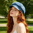 thumbnail image 6 of Womens Denim Newsboy Cap Cabbie Beret Hat With Visor Peaked Cap Casual Adjustable Denim Hat Headwear, 6 of 8