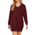 thumbnail image 3 of STARVNC Women Solid Color V Neck Long Sleeves Sweatshirt with Pockets, 3 of 7