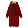 thumbnail image 2 of KBODIU Women Winter Warm Velvet Fleece Crewneck Hooded Sweatshirts Long Loungewear Women Long Sleeve Hoodie Dress Casual Sweatshirts Dresses Long Tunic Top Loose Pullover, 2 of 6