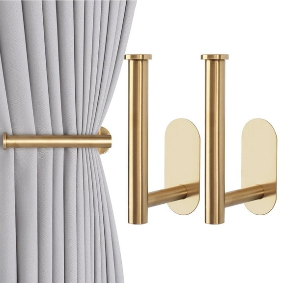 2 Pack Adhesive Curtain Holdbacks, Gold Curtain Tie Backs, Curtain Holders