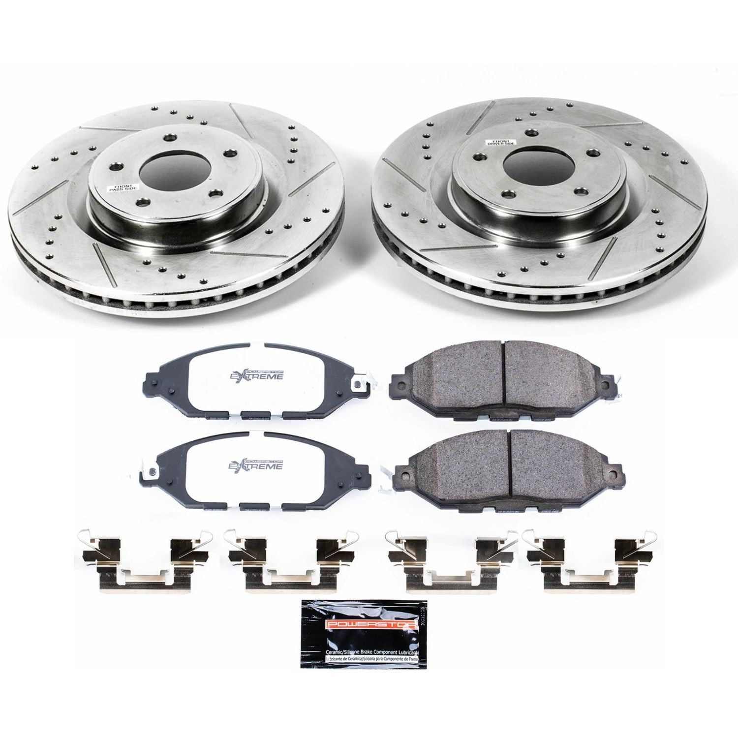 PowerStop Front Z36 Truck & Tow Carbon-Fiber Ceramic Brake Pad and Drilled and Slotted Rotor Kit Fits: INFINITI NISSAN Select Models K6496-36
